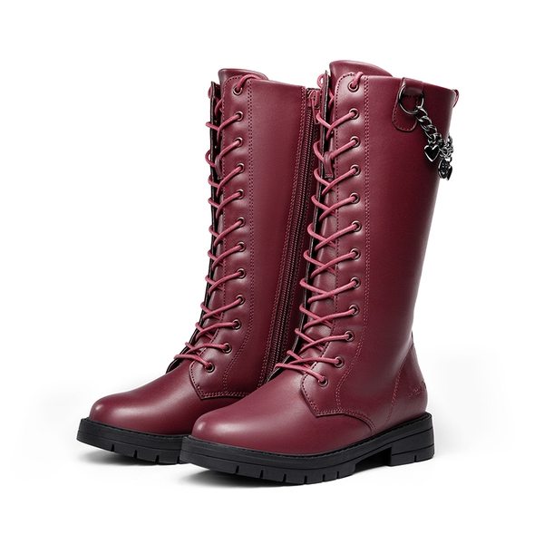 Girls Non-Slip Knee High Riding Boots - RED WINE - 4